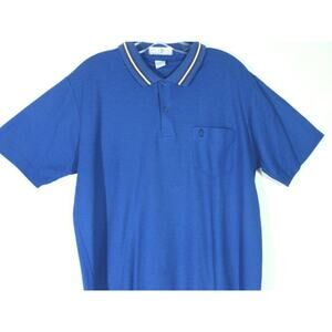 penguin shirt blue polo mens vintage 80s sport club short sleeve large lg vtg